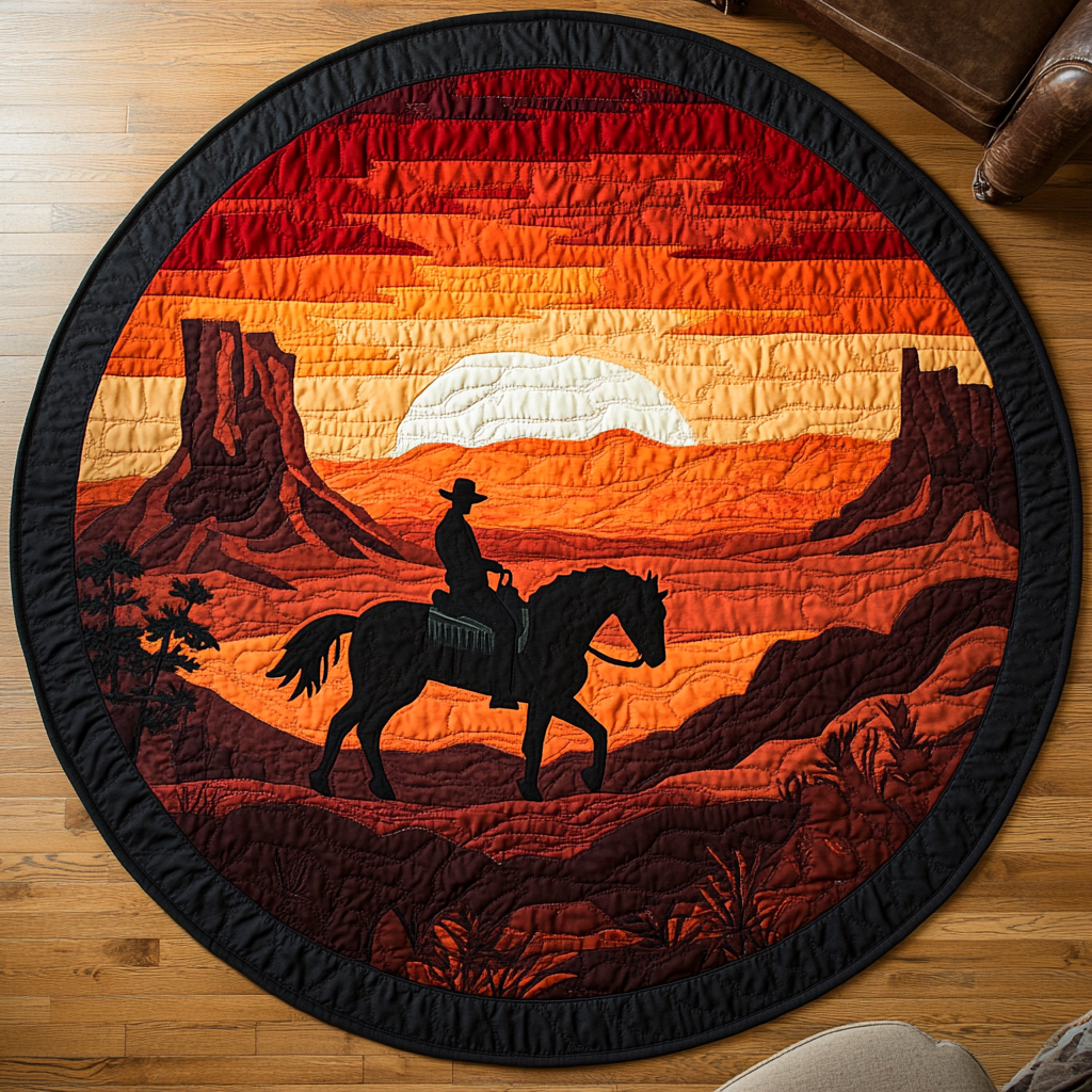 Wild West Quilted Round Mat Entry Way Ideas Farmer Fathers Day Gifts