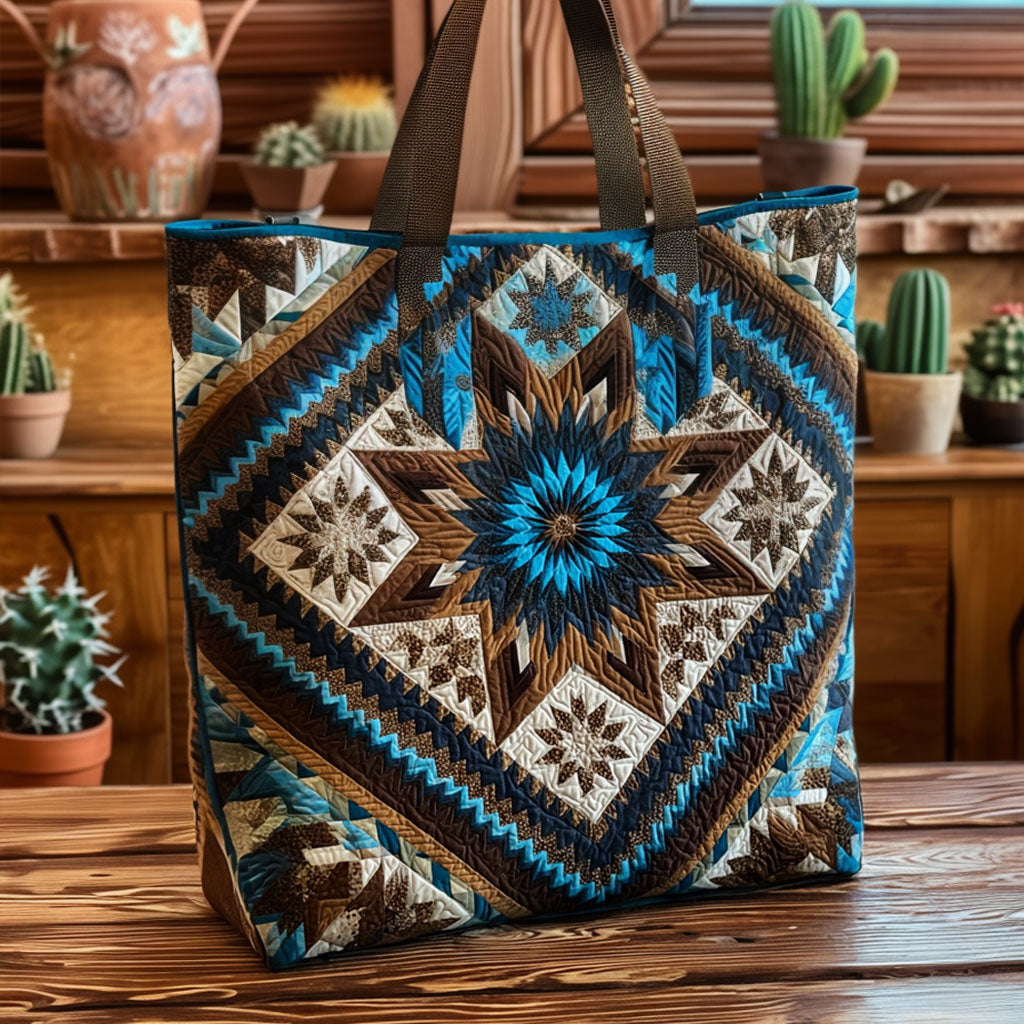 Wild West Spirit Quilted Tote Bag Cactus Birthday Gift