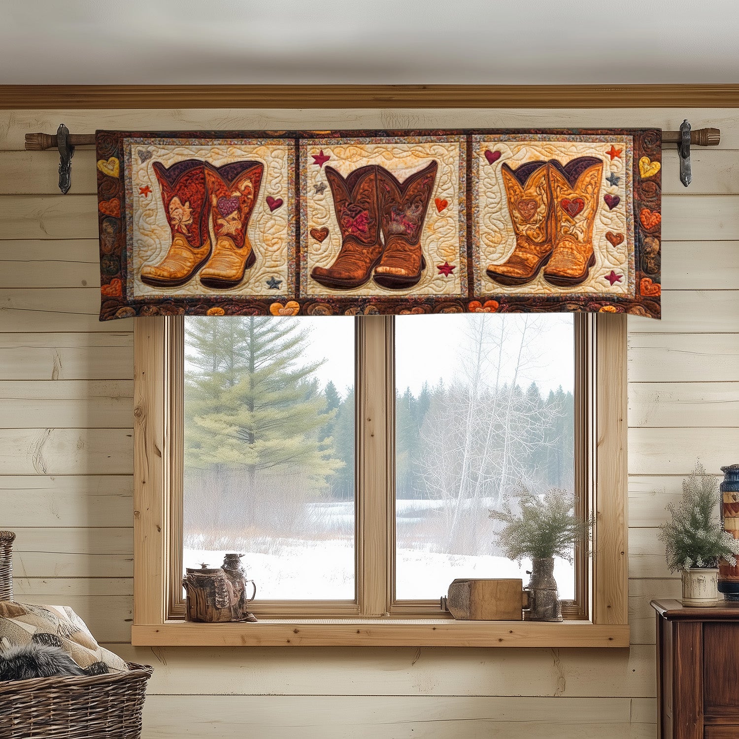Wild West Style Quilted Valance Western Style Window Valance Cowboy Themed Gifts for Mom