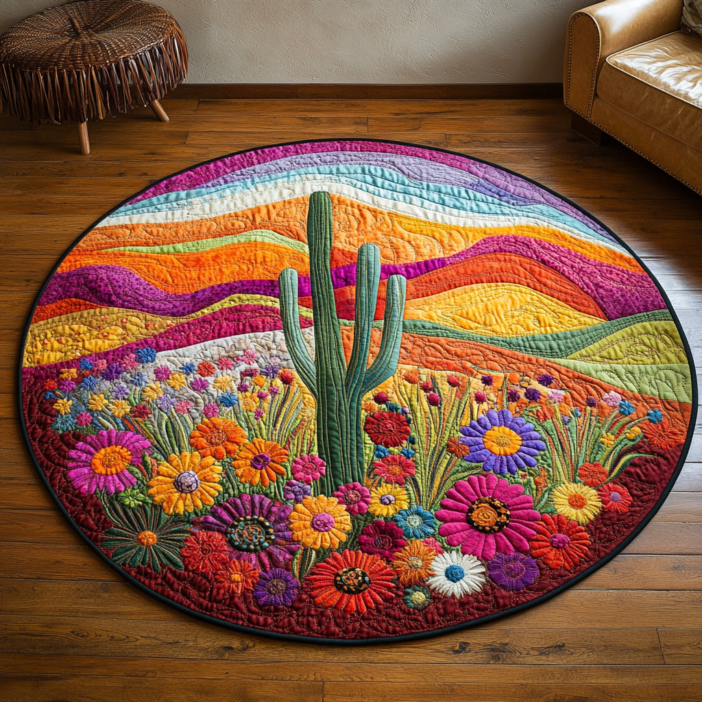 Wild West Wonders Quilted Round Mat Entrance Way Ideas Awesome Gifts For Cactus Lovers