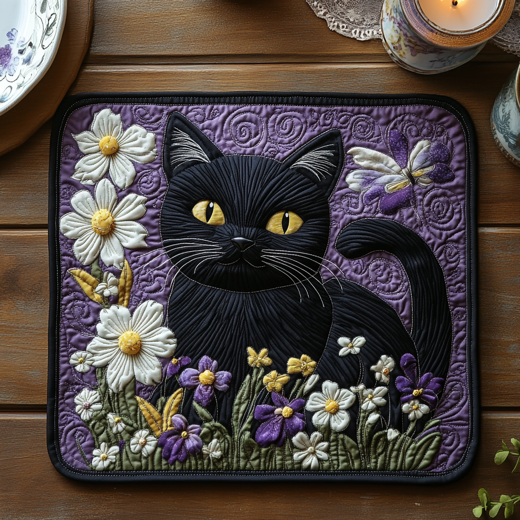 Wild Whisker Quilted Placemat Dining Room Table Decorated For Christmas Kitty Christmas Gifts