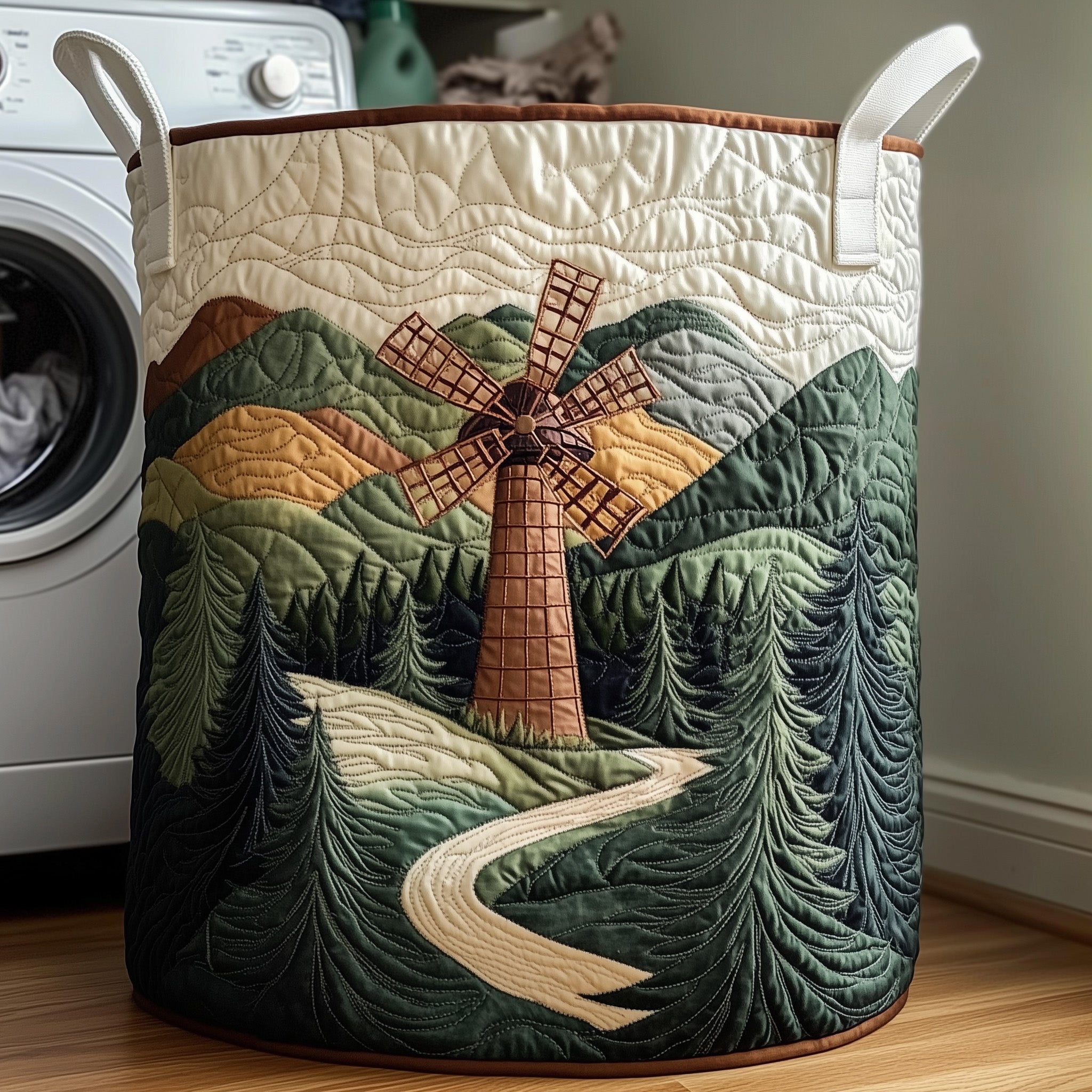 Wild Windmill Quilted Laundry Basket Fall Merch Pick