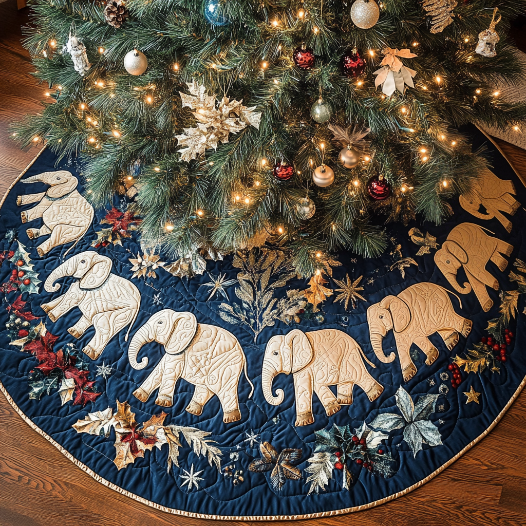 Wild Winter Christmas Quilted Tree Skirt Cozy Holiday Tree Skirt to Brighten Your Home