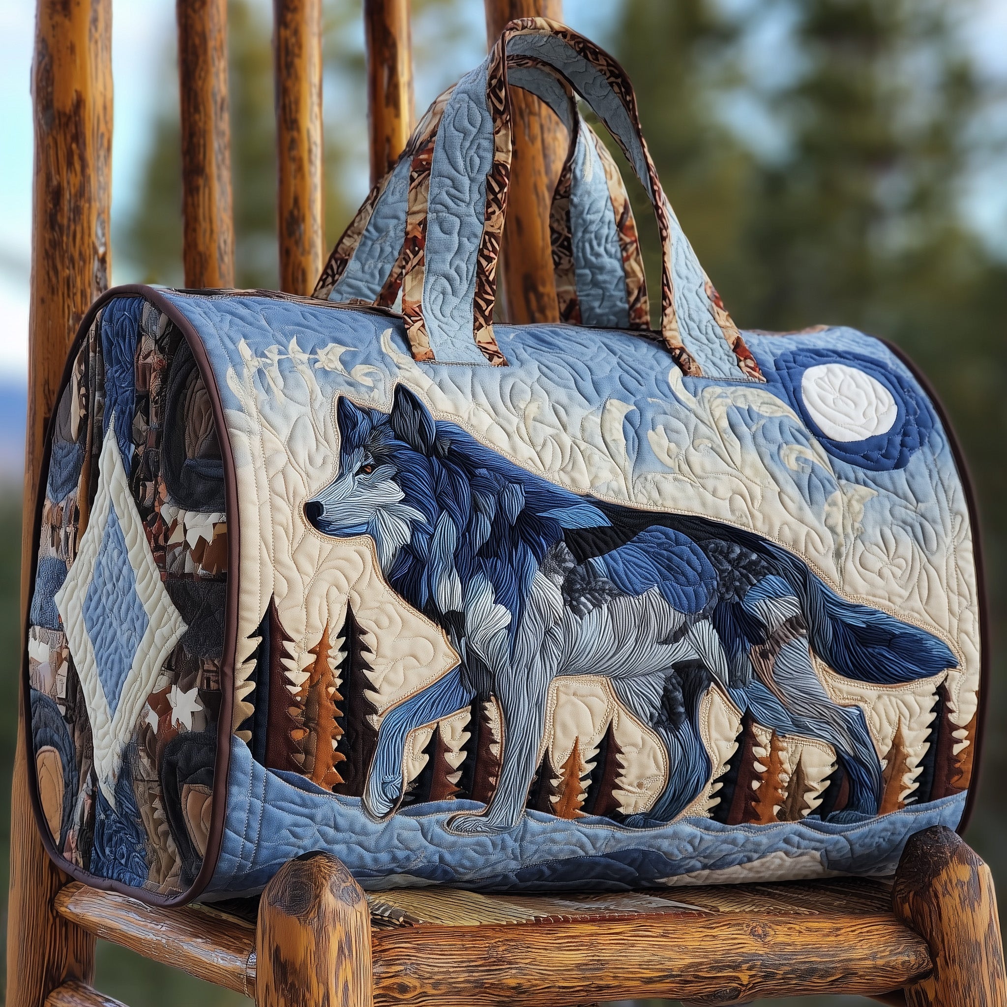 Wild Wolf Quilted Duffle Bag Everyday Gift Idea