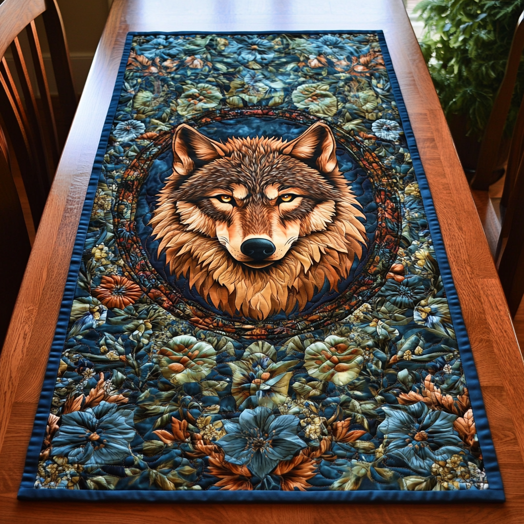 Wild Wolf Quilted Table Runner Dining Room Decor Ideas Wolf Themed Gifts
