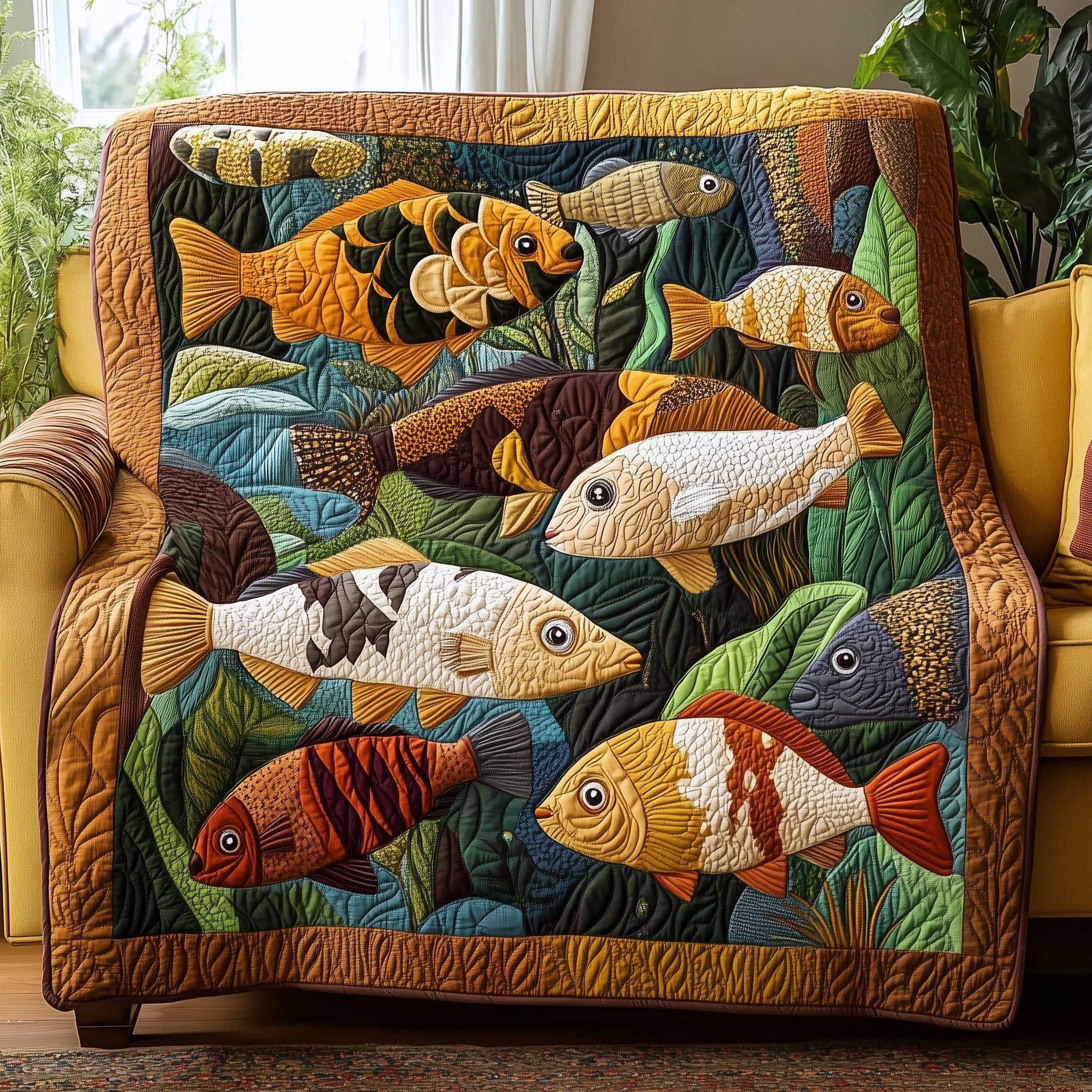 Wild Wonders Quilted Blanket Sofa Throw BlanketBirthday Gifts For Fishing Lovers