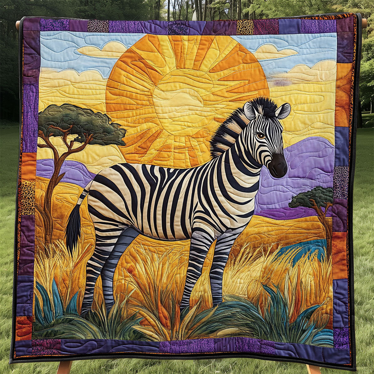 Wild Zebra Quilt Blanket African Art Throw Blanket Native Presents For Zebra Lovers