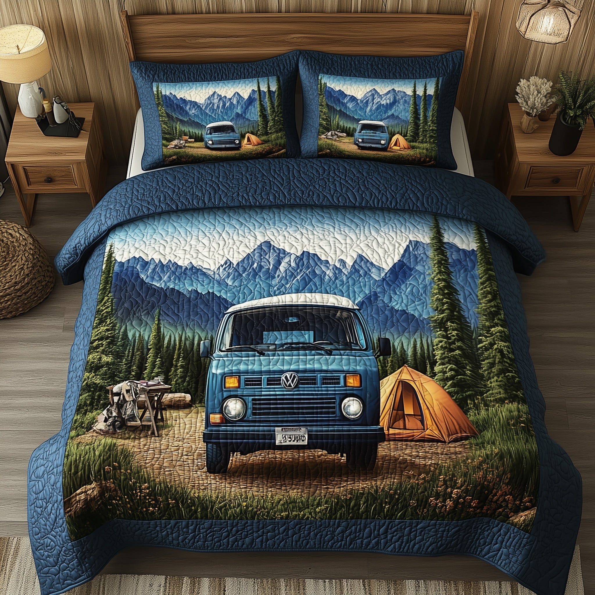 WildBase Camp Quilted Bedding Set Duvet Cover Bedspread Best Camping Gifts For Him