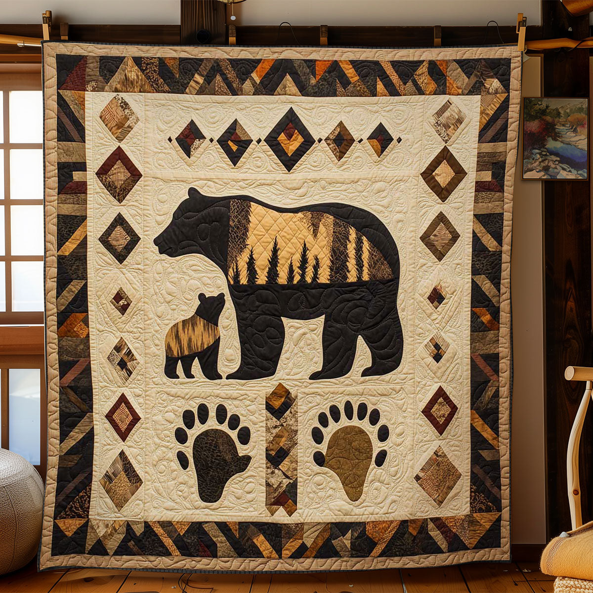 Wilderness Bear Quilt Blanket Throw Blankets For Couch Christmas Gifts For Brothers Girlfriend