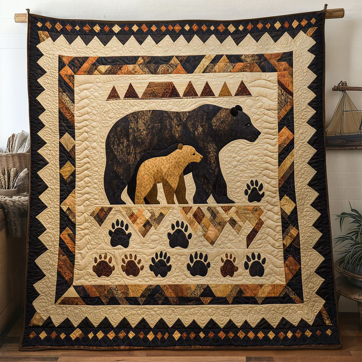 Wilderness Bear Quilt Blanket Throws For Couch Christmas Presents For Cousin