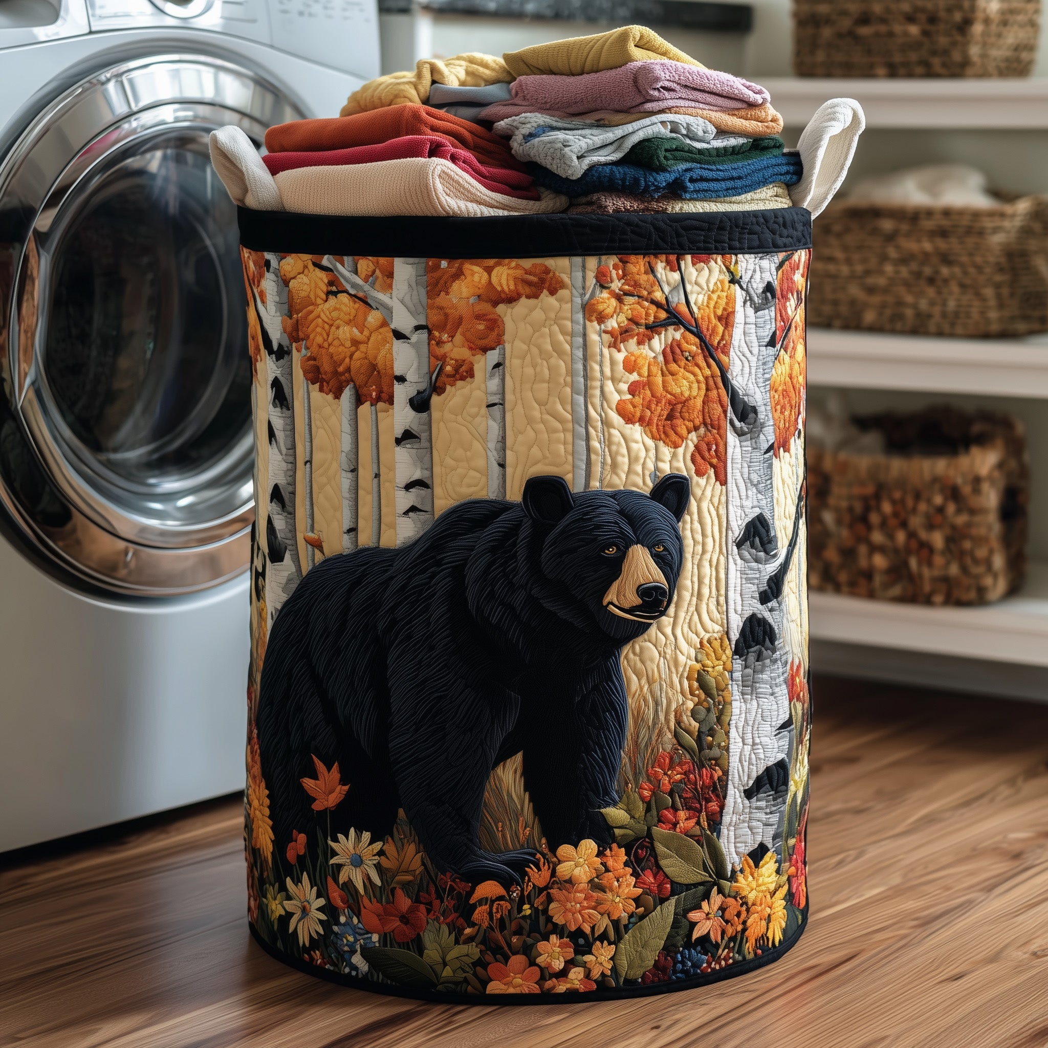 Wilderness Bear Quilted Laundry Basket Gift Idea For Busy Families
