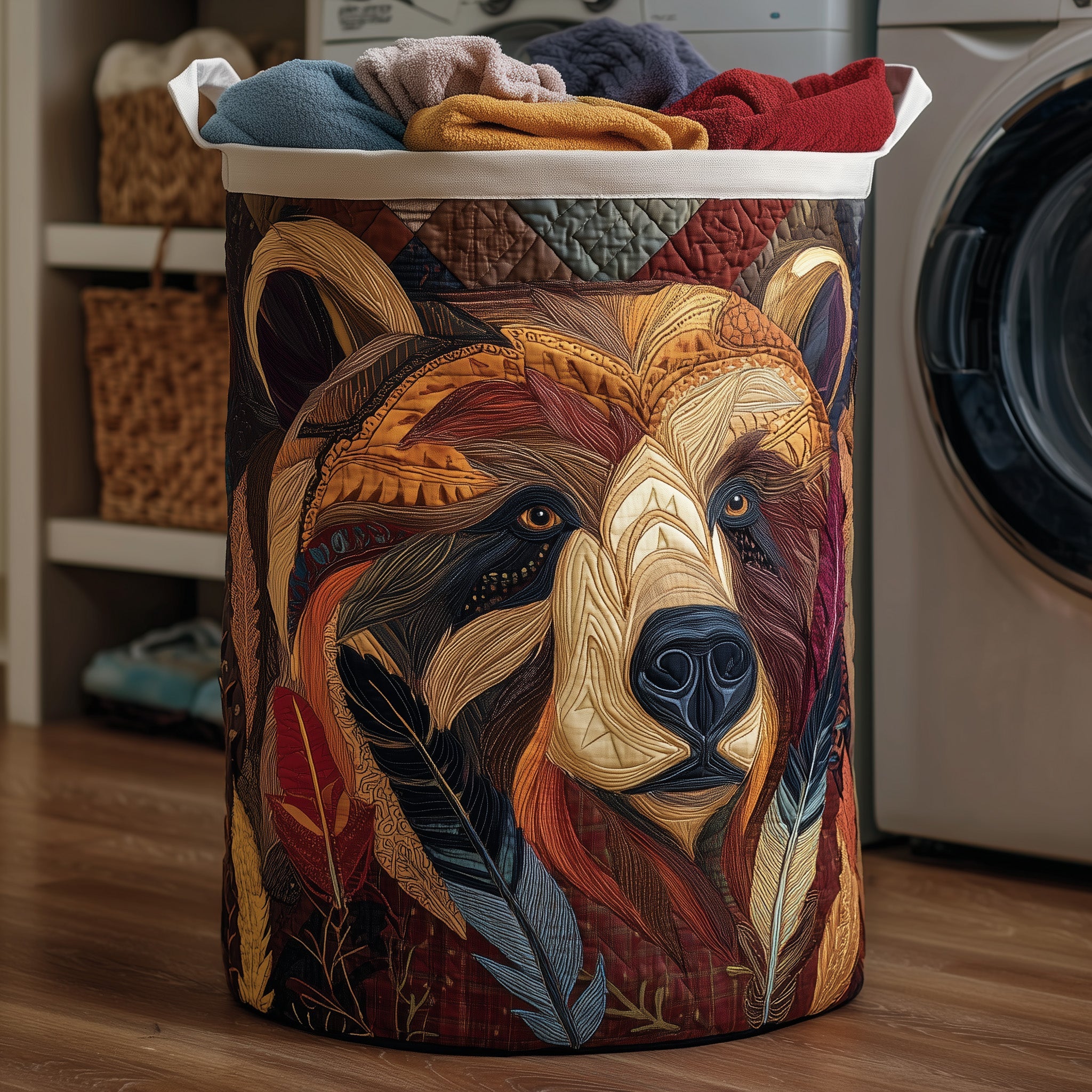 Wilderness Bear Quilted Laundry Basket Ideal Gift For Mom