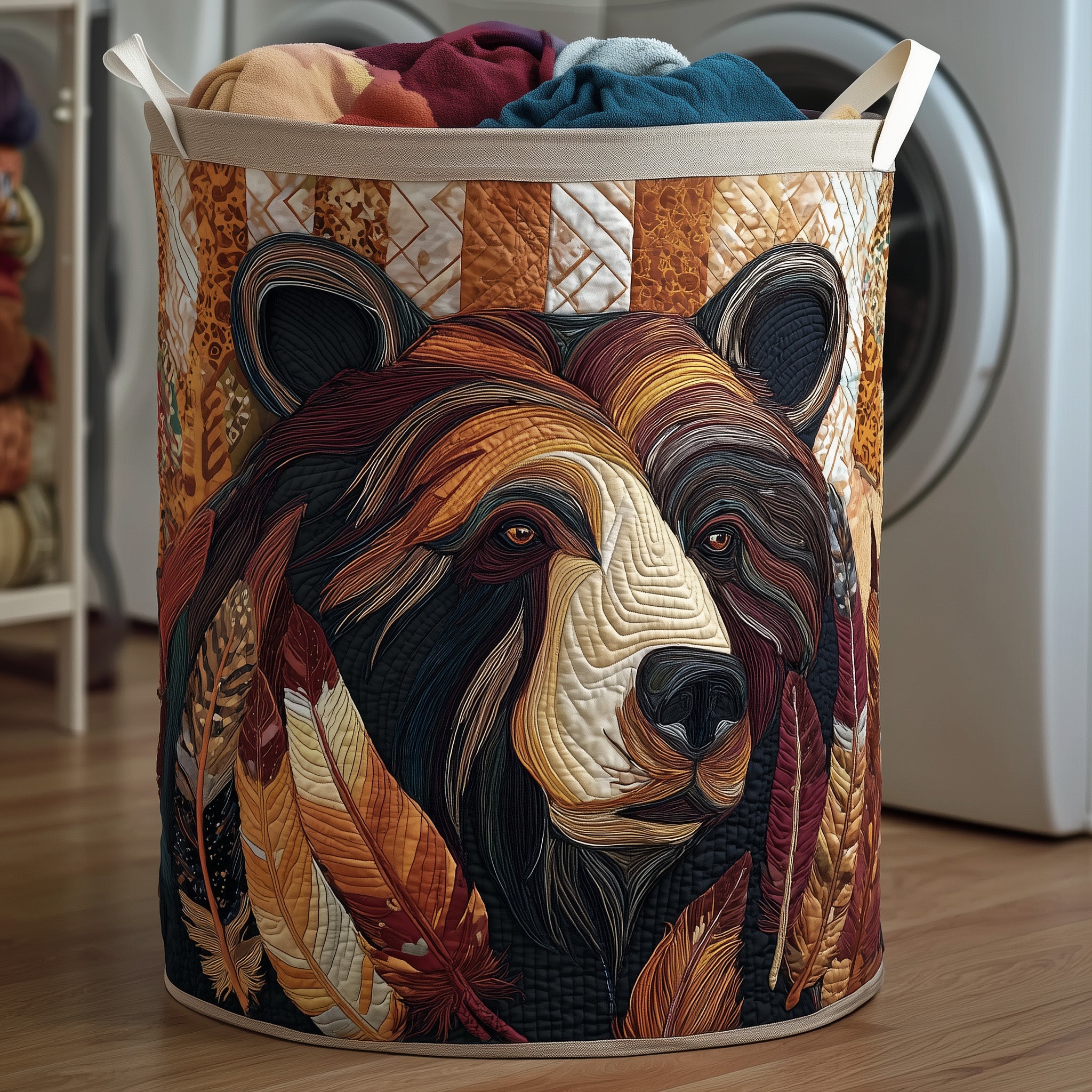 Wilderness Bear Quilted Laundry Basket Top Choice For Housewarming