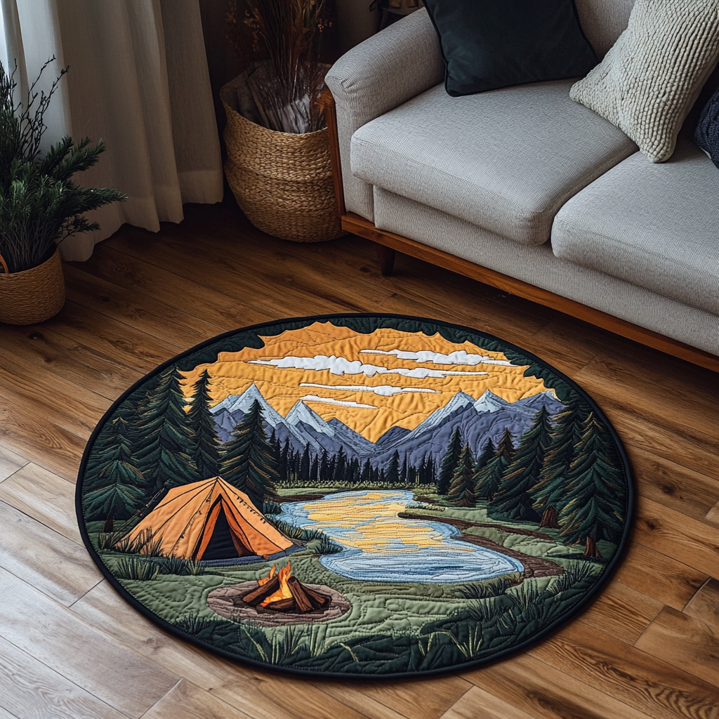 Wilderness Bliss Quilted Round Mat Outdoor Decor Gifts For A Dairy Farmer