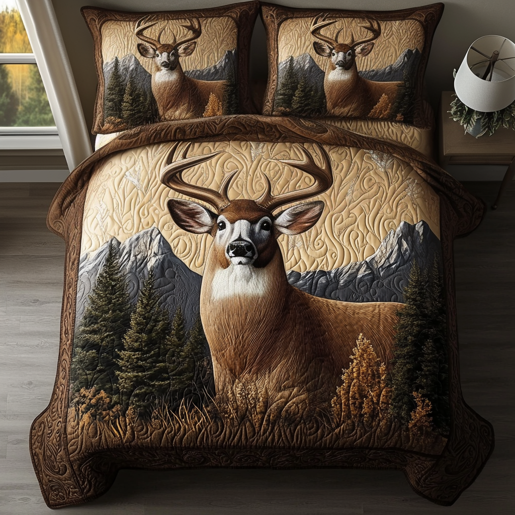 Wilderness Deer Quilted Bedding Set Best Comforter Sets Great Gifts For Deer Hunters