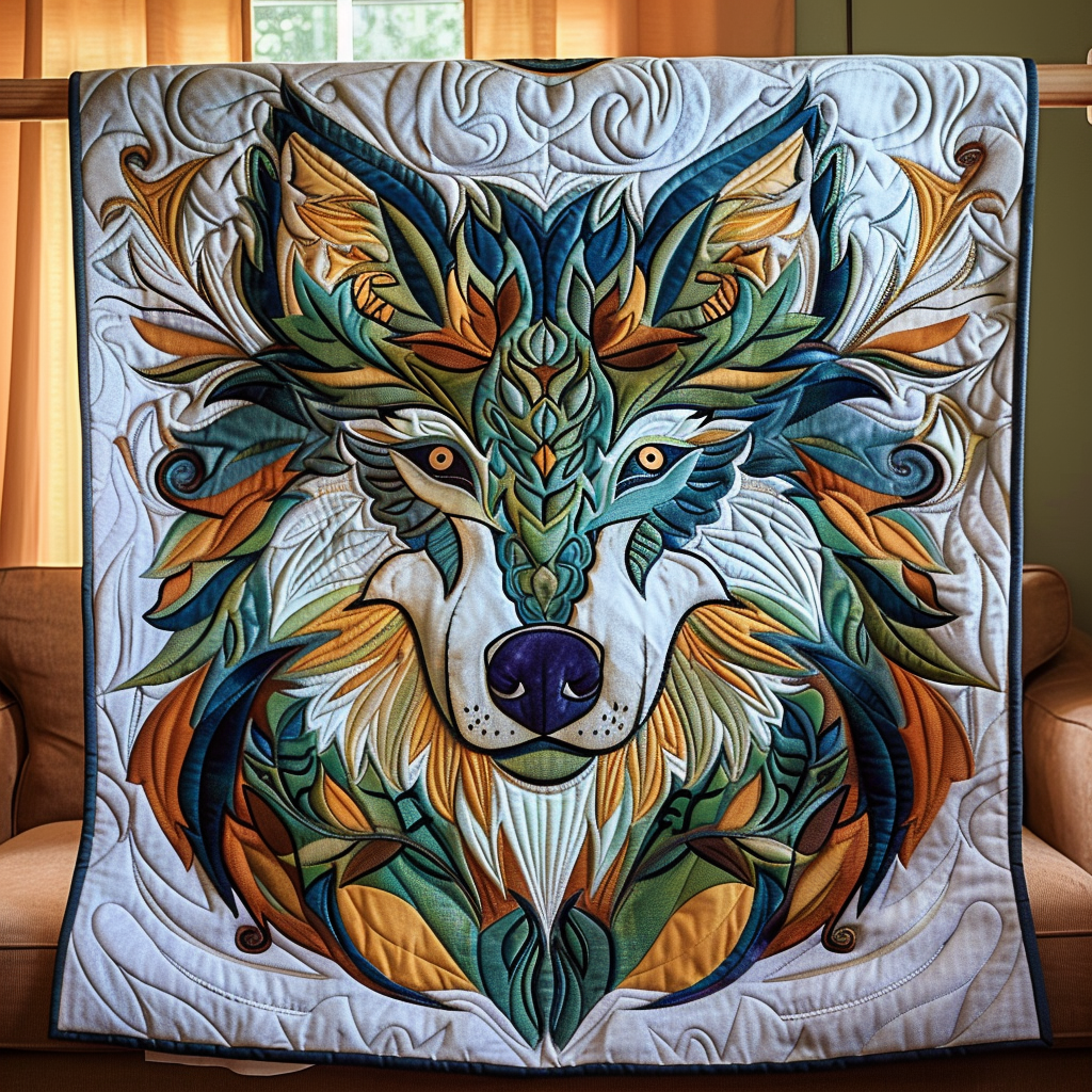 Wilderness Echoes Quilted Blanket Unique Wolf Blanket Presents For Wolf Lovers