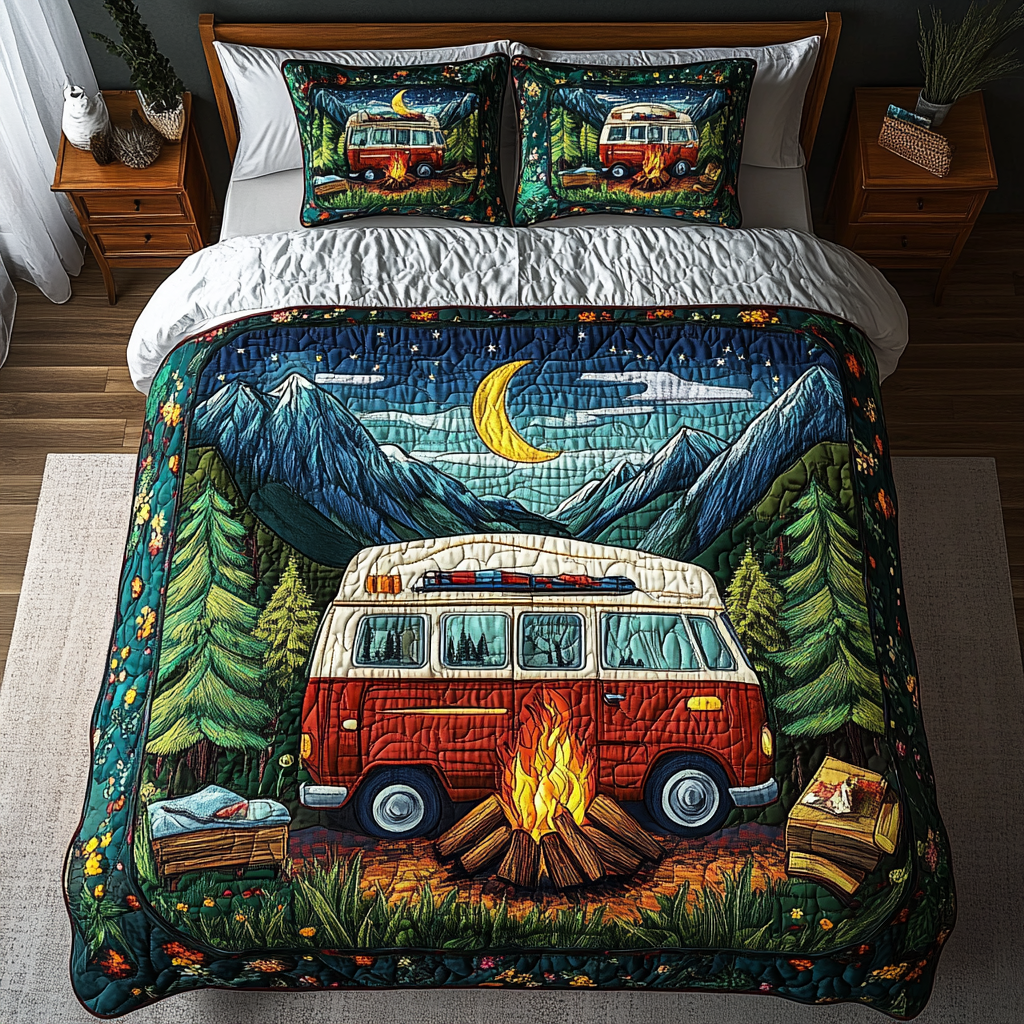 Wilderness Escape Quilted Bedding Set Best Bedspread Set Gifts For Camping Lovers