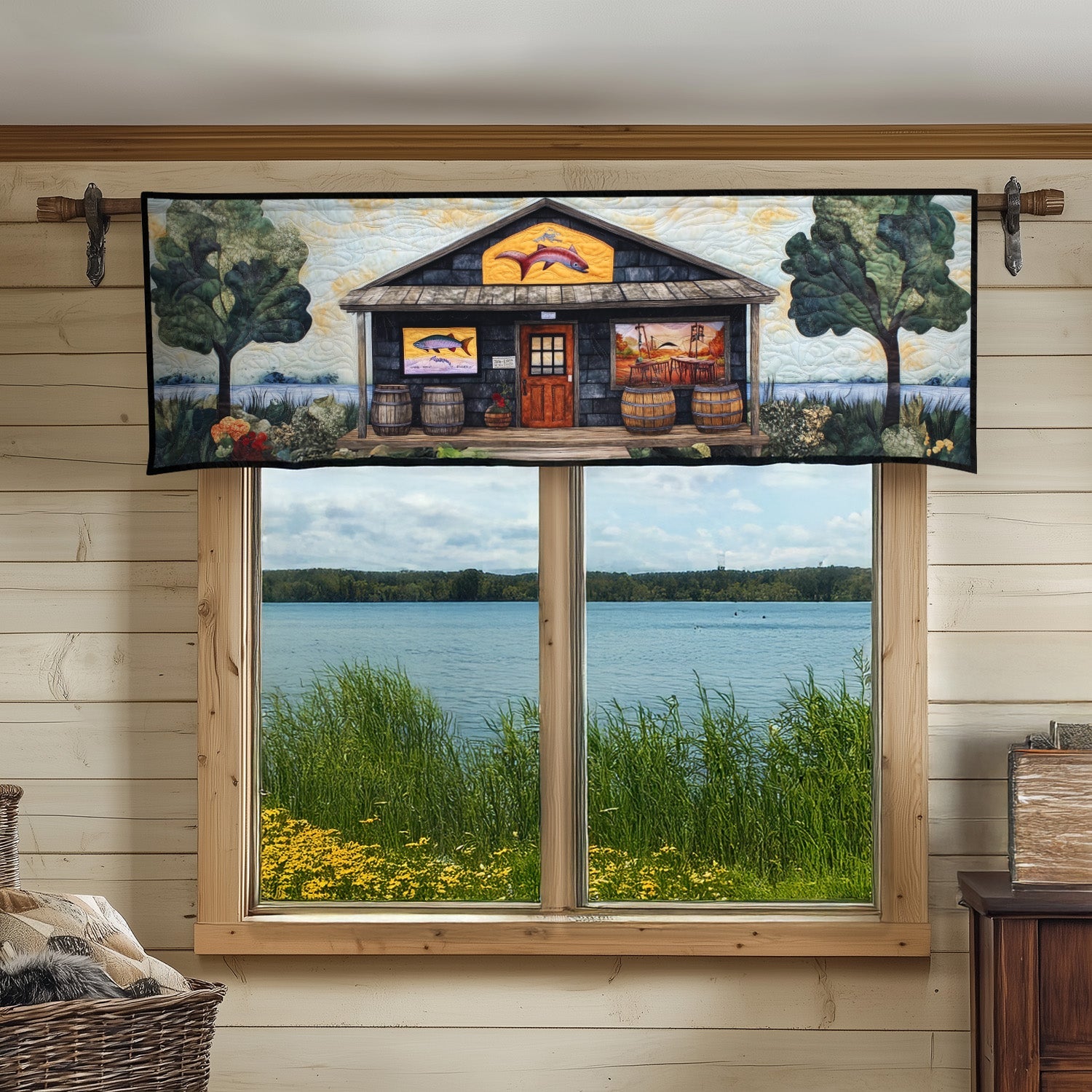 Wilderness Escape Quilted Valance Dining Table Decor Cool Gifts For Fishing Lovers