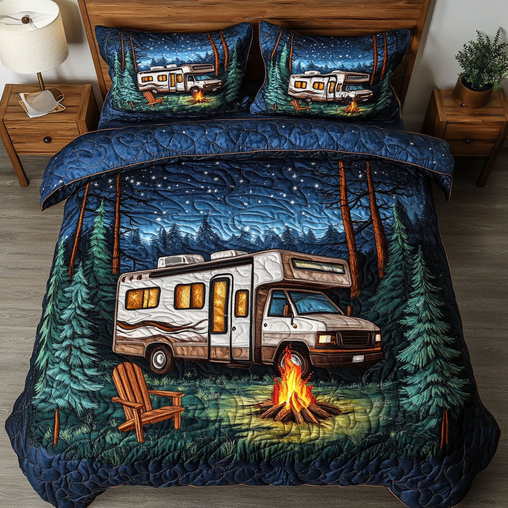 Wilderness Journey Quilted Bedding Set Cute Room Decor Gifts For People Who Like Camping