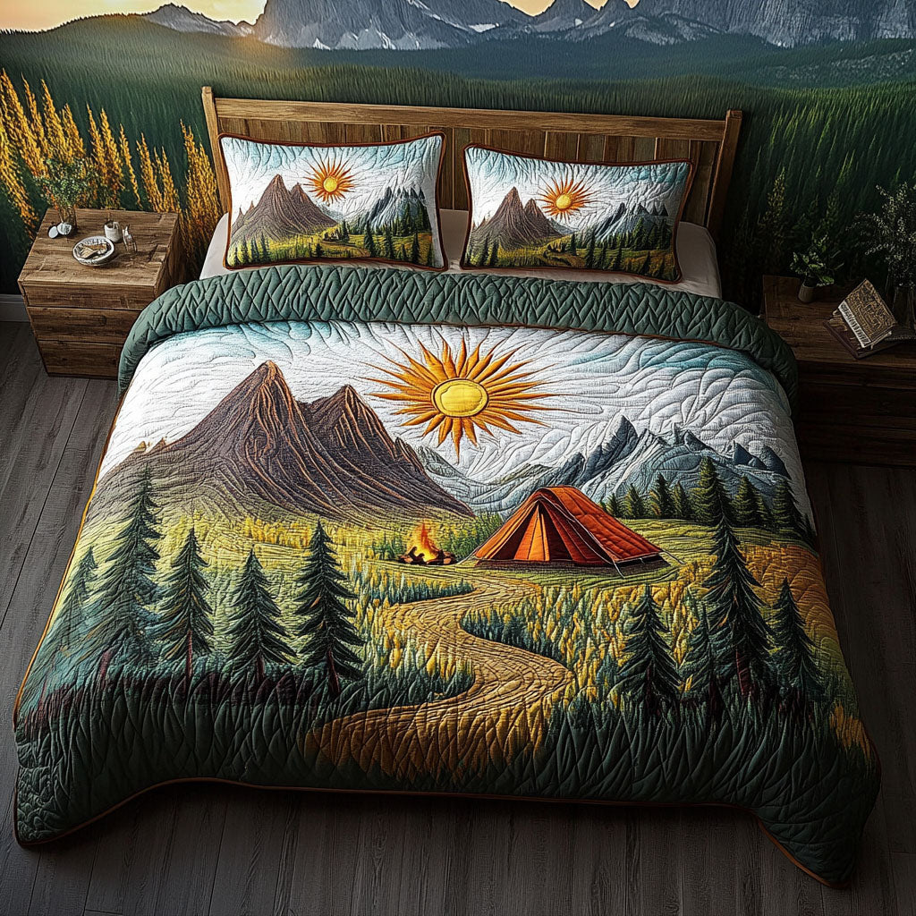 Wilderness Retreat Quilted Bedding Set Cozy Bedroom Decor Camping Gifts For Couples