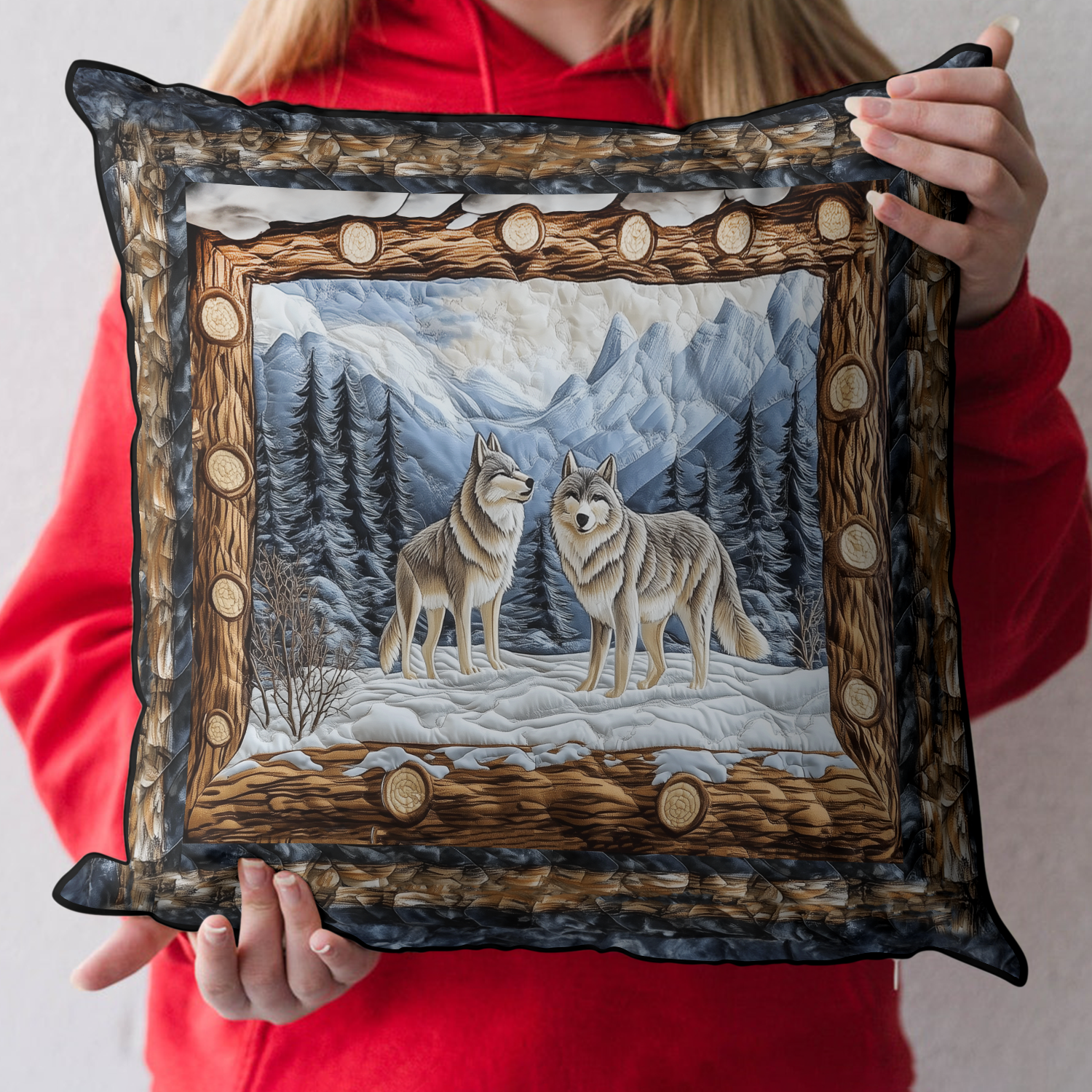 Wilderness Spirit Quilted Pillow Case Best Throw Pillow Covers Unique Gifts For Wolf Lovers