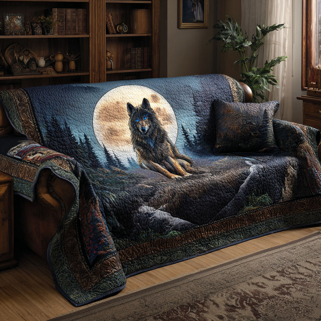 Wilderness Spirit Quilted Sofa Cover Sofa Chaise Cover Wolf Gifts For Girls