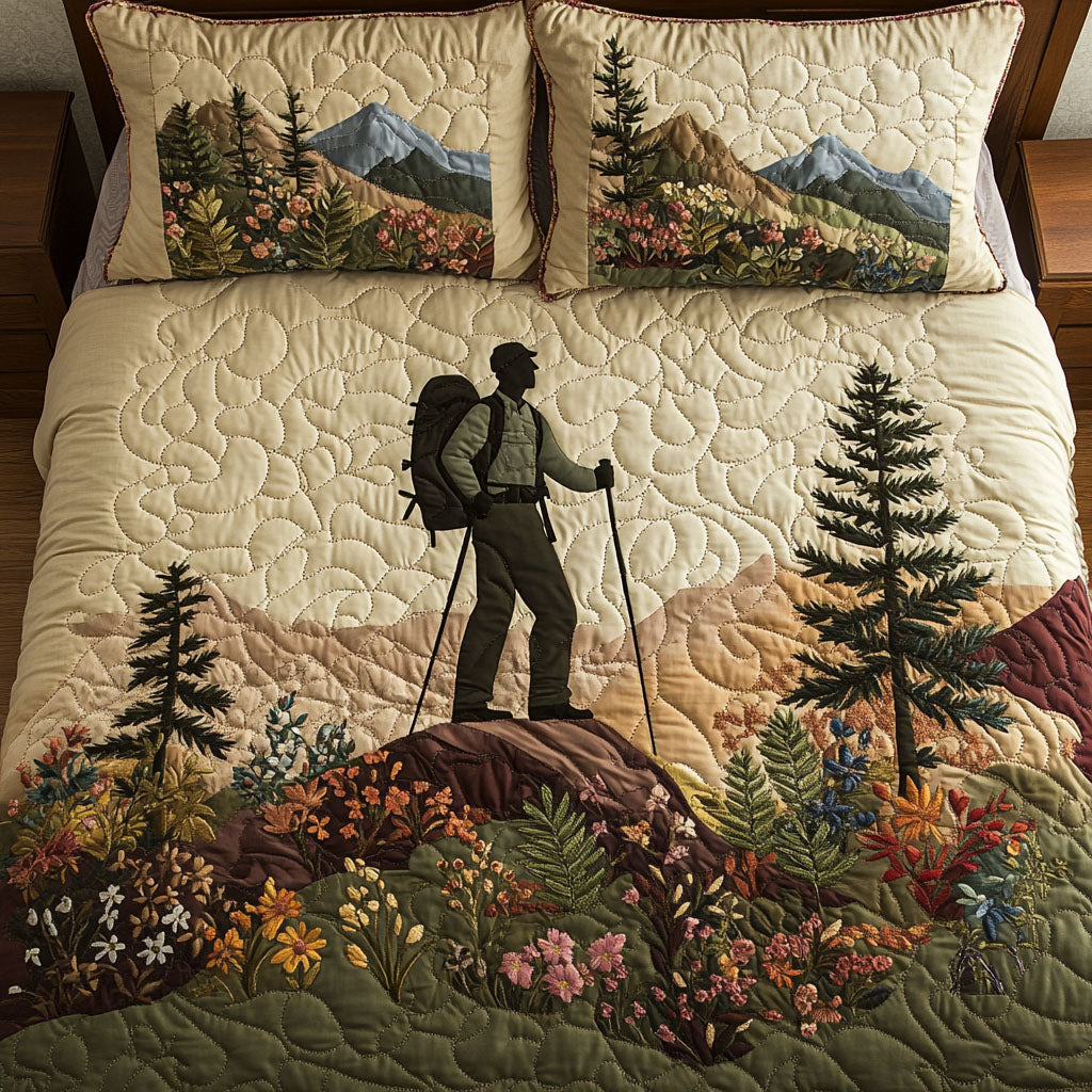 Wilderness Walk Quilted Bedding Set Bed Decor Unique Gifts For Hikers
