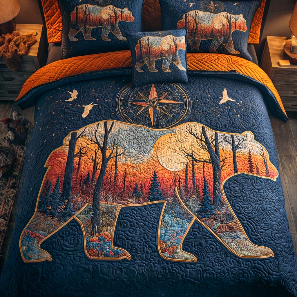 Wilderness Walk Quilted Bedding Set Bedroom Decorations Bear Gifts For Mom