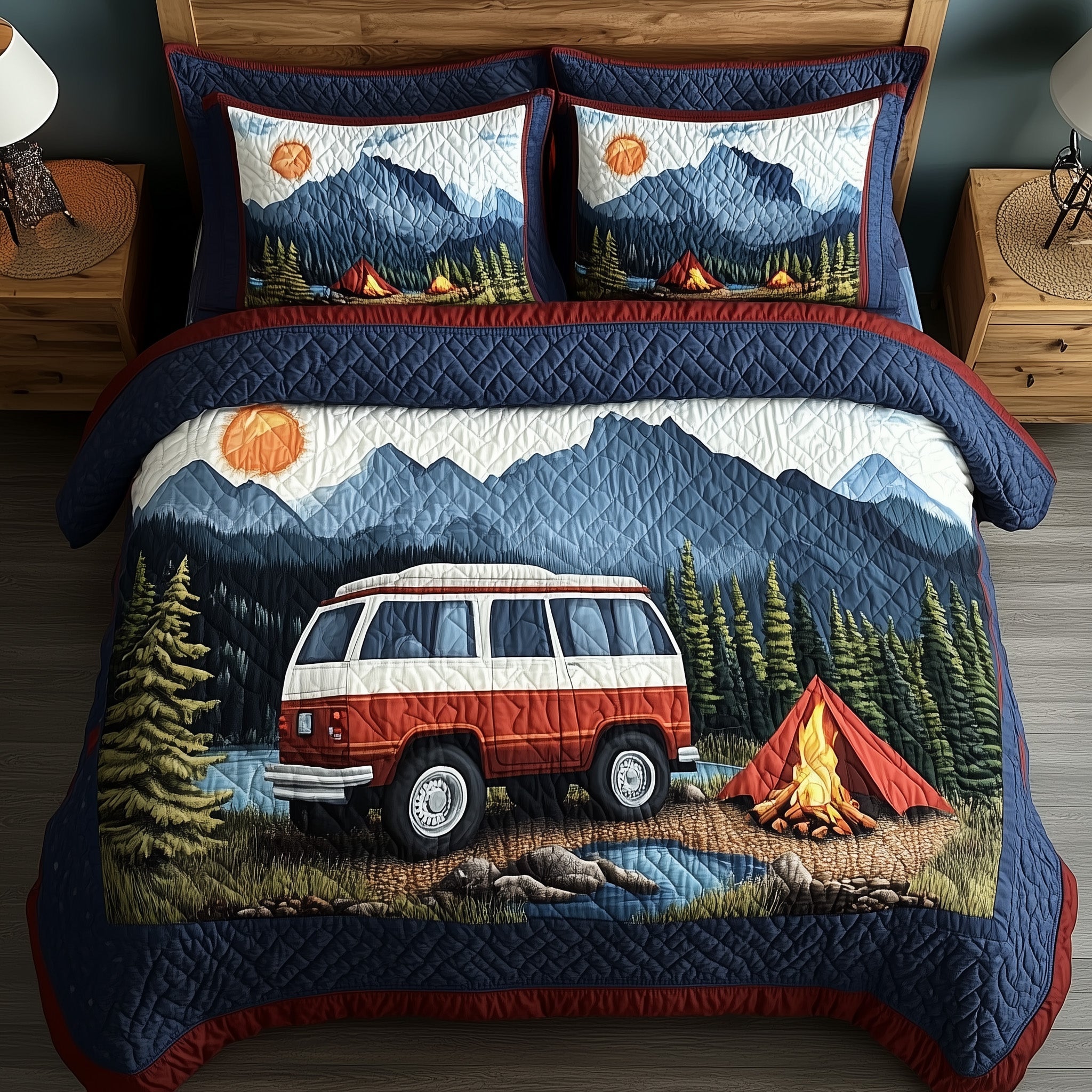 Wilderness Wander Quilted Bedding Set Duvet Cover Bedspread Best Camping Gifts 2025