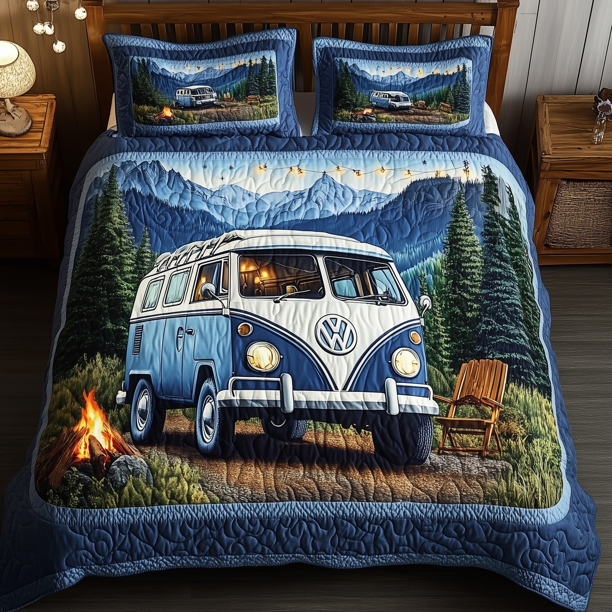 Wilderness Wander Quilted Bedding Set Duvet Cover Bedspread Camping Gifts For Couples