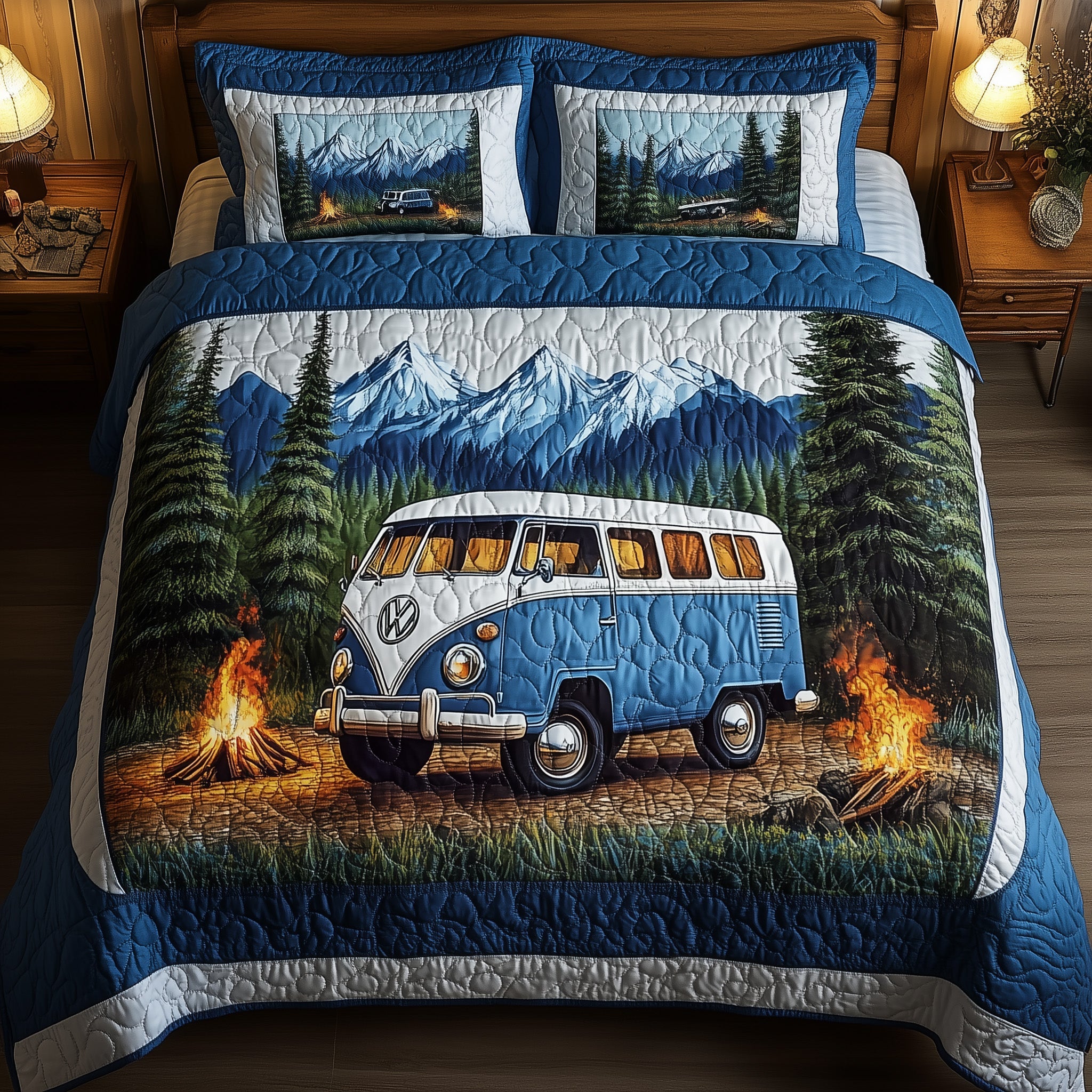 Wilderness Wander Quilted Bedding Set Duvet Cover Bedspread Camping Gifts For Him