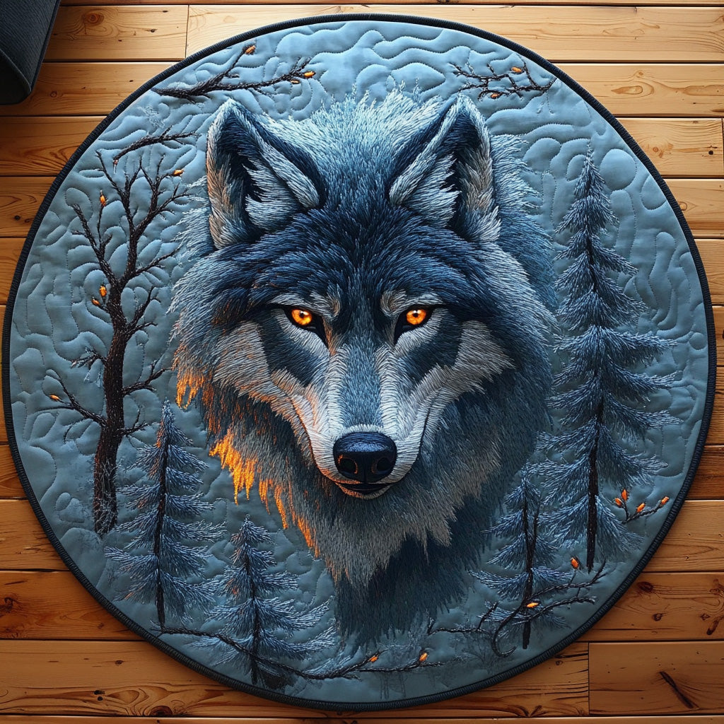 Wildfang Wolf Quilted Round Mat Entryway Decor Gifts For Rancher Dad