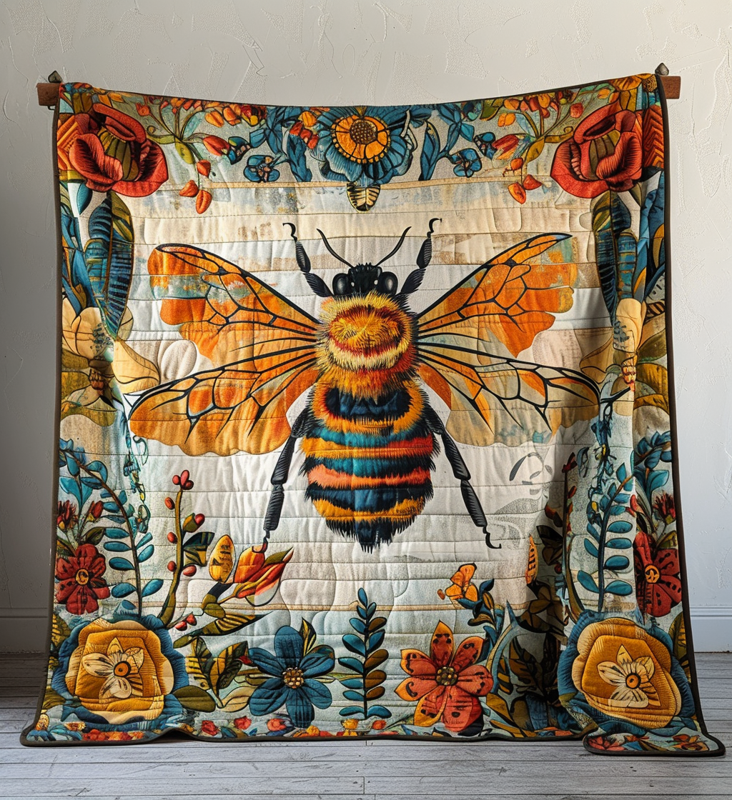 Wildflower Bee Quilted Blanket Cute Fuzzy Blankets