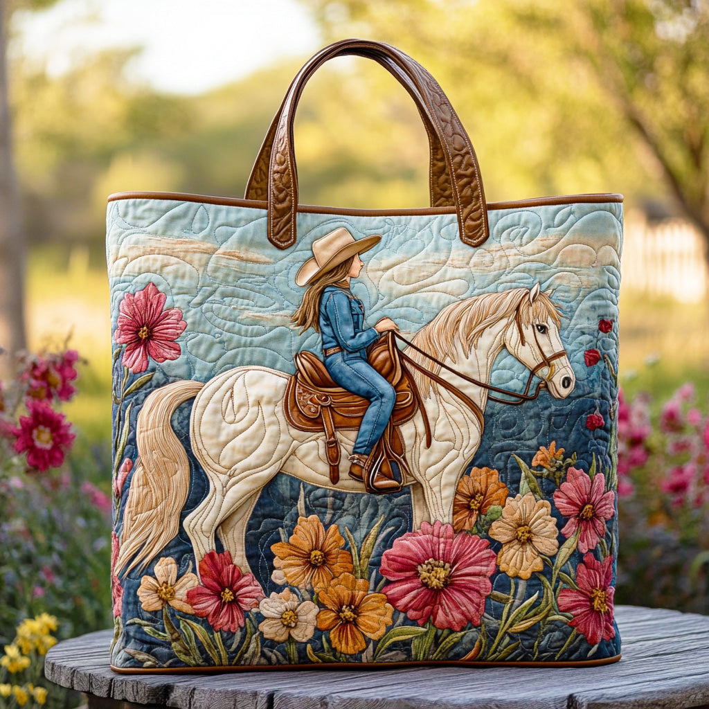 Wildflower Canyon Quilted Tote Bag Gift For Cow Lover