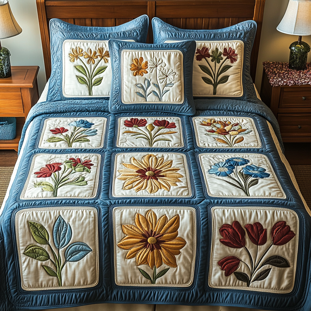 Wildflower Charm Quilted Bedding Set Comfy Bedding Set That Adds Style and Warmth