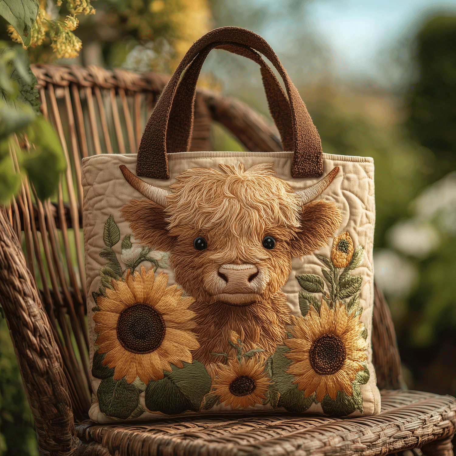 Wildflower Cow Quilted Tote Bag Cow Gifts For Cow Lovers