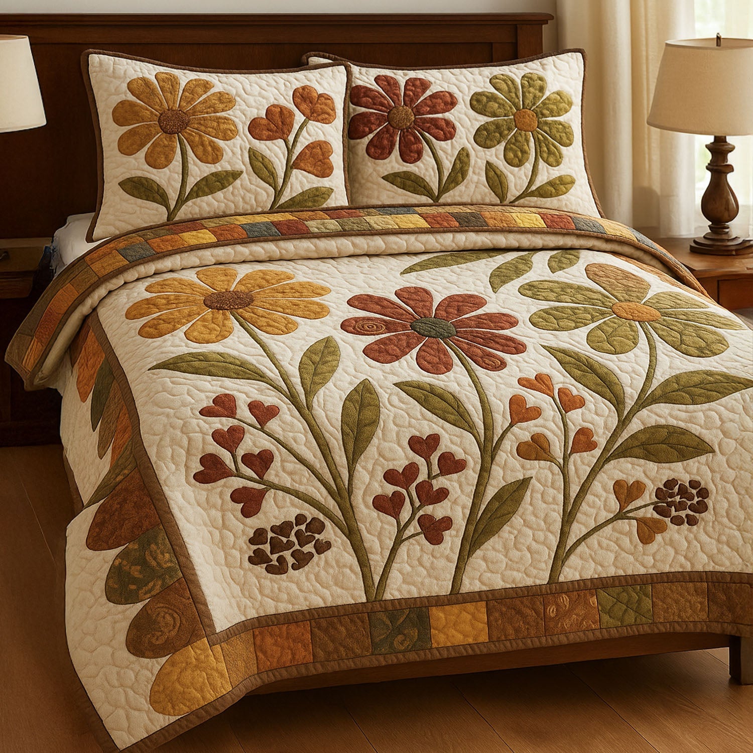 Wildflower Delight Quilted Bedding Set Unique Bed Sheet Set Gifts For Flower Enthusiasts