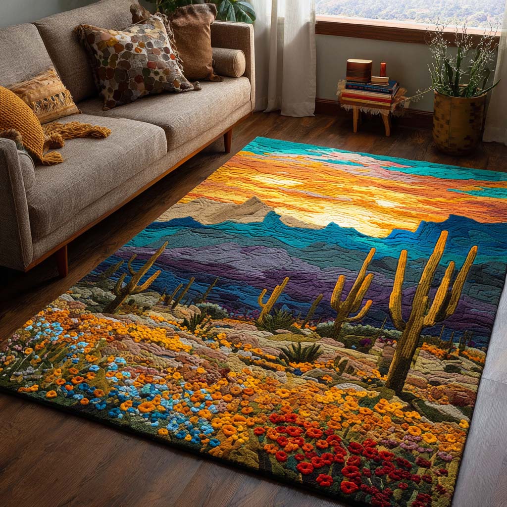 Wildflower Desert Area Rug Christmas Home Dec Cactus Related Gifts