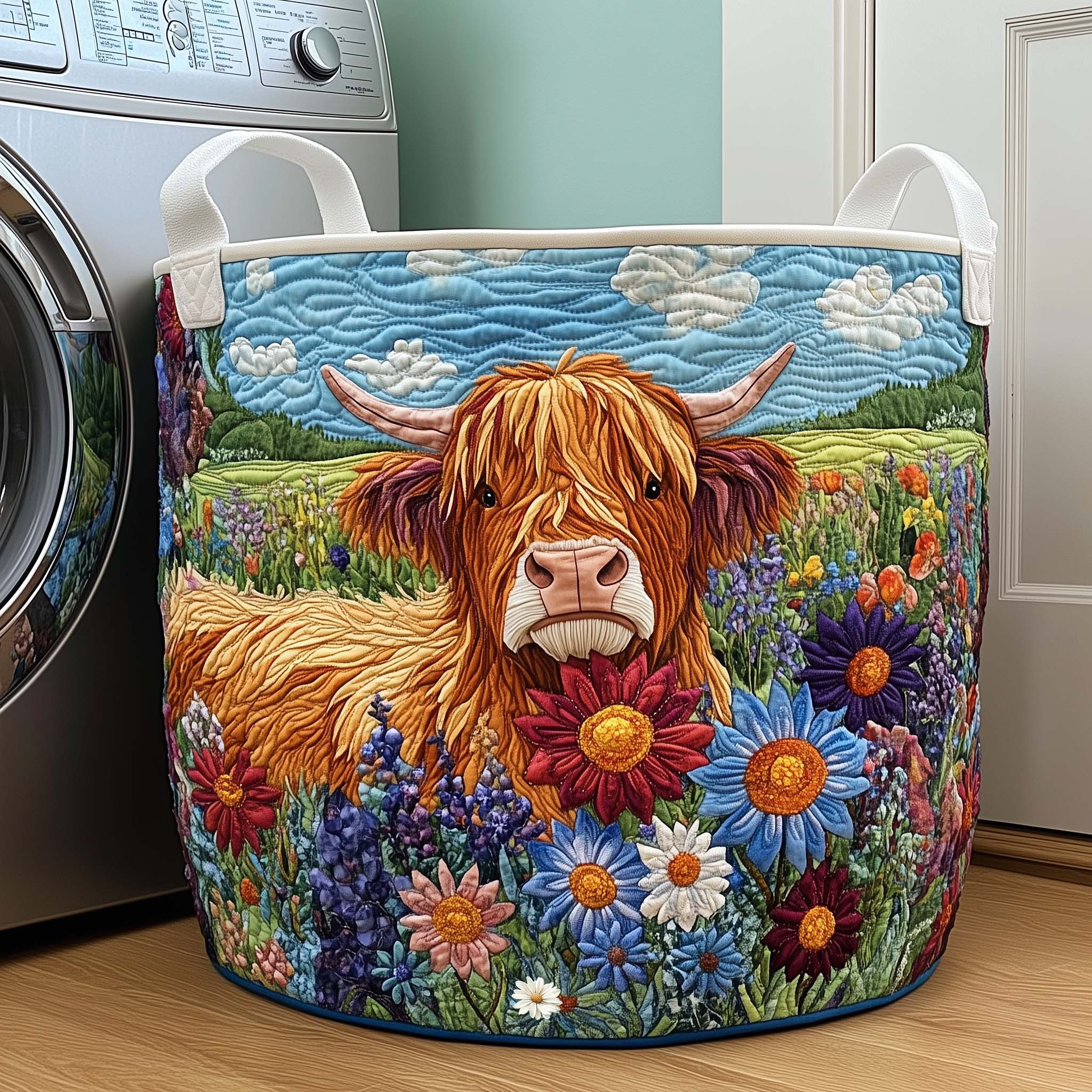 Wildflower Dream Quilted Laundry Basket Laundry Room Decor Cow Lover Gift Ideas