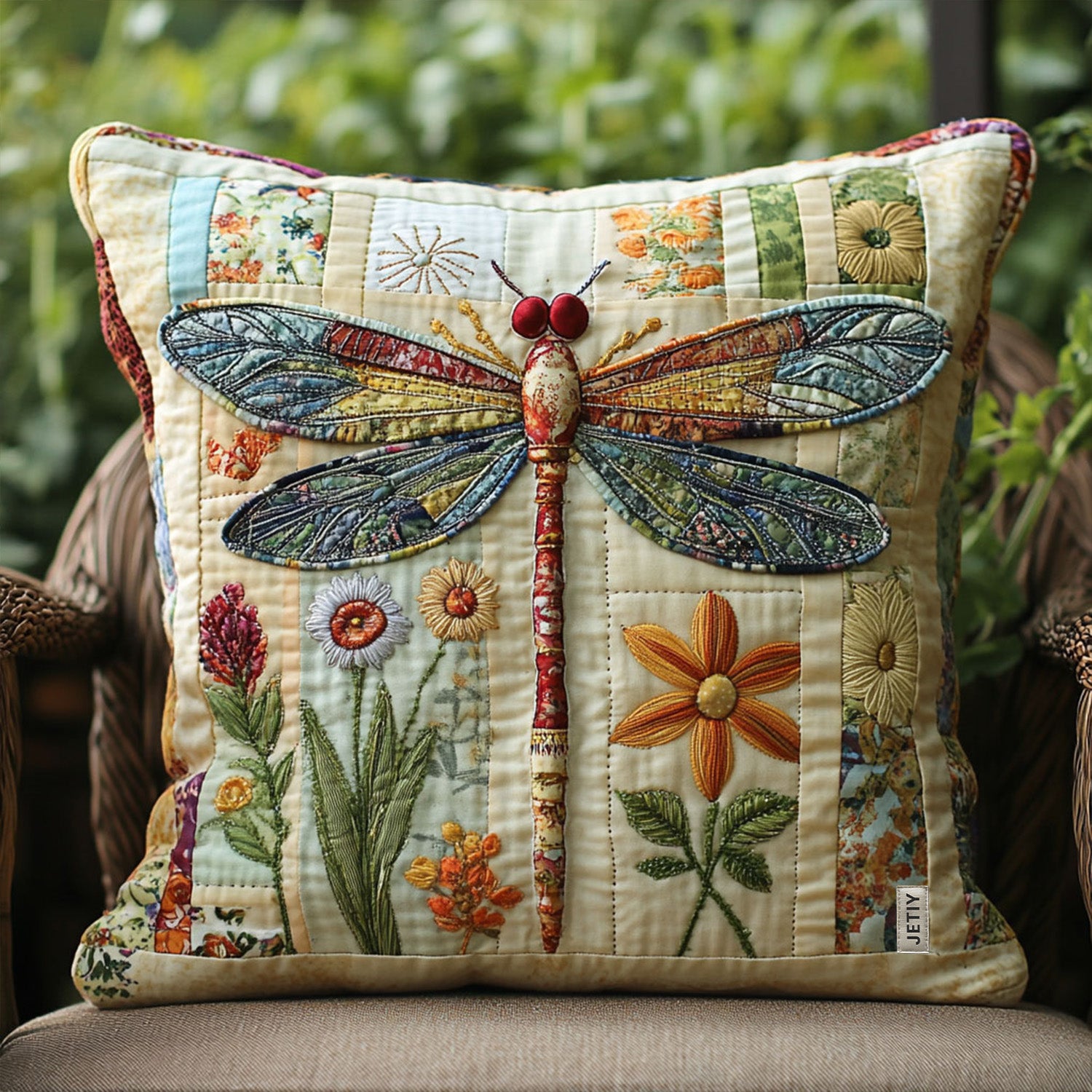 Wildflower Flight Quilted Pillow Case Throw Pillow Covers Great Dragonfly Lover Gifts