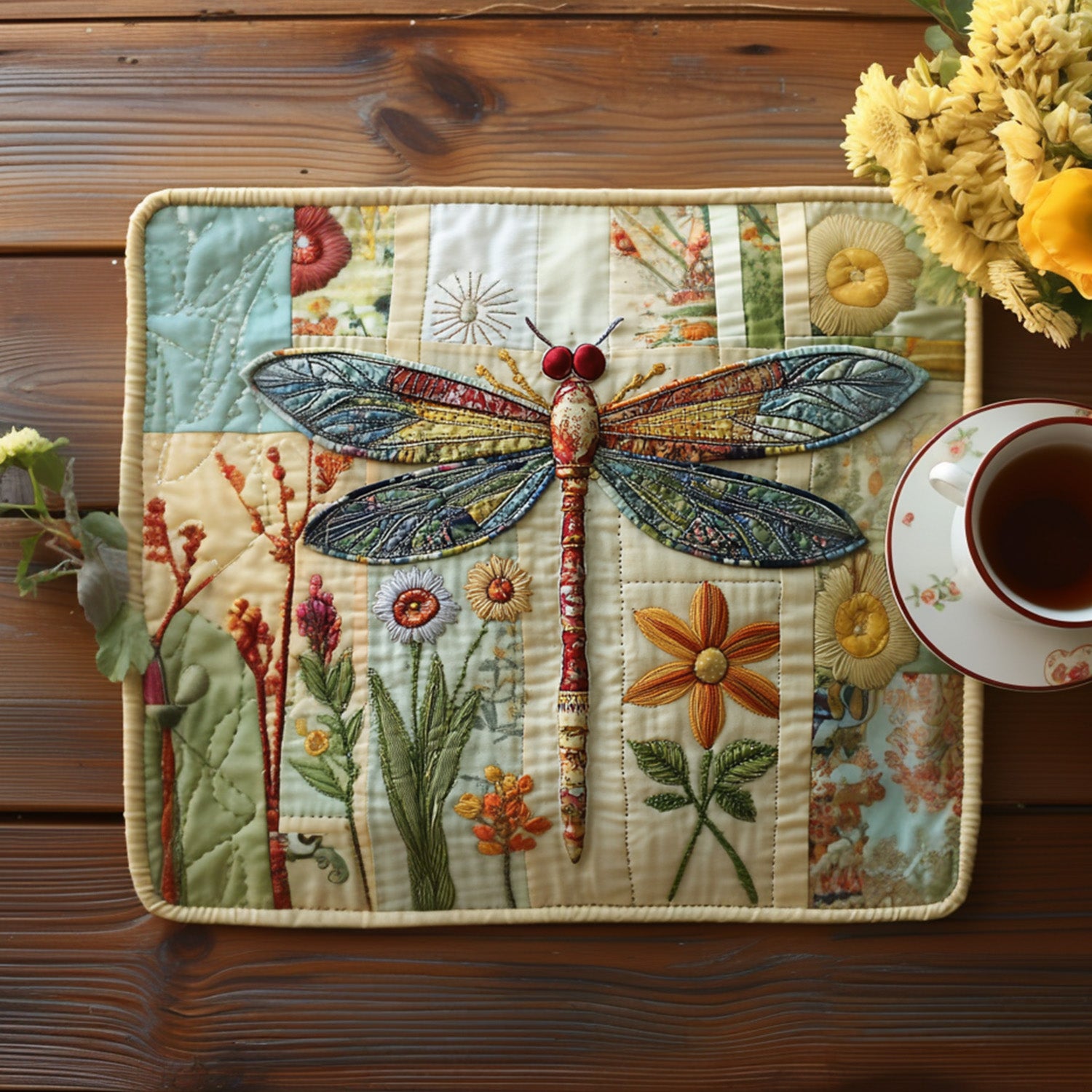 Wildflower Flight Quilted Place Mat House Decor Items Birthday Gifts For Farmers