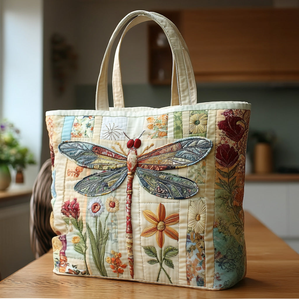 Wildflower Flight Quilted Tote Bag Best Dragonfly Gifts For Mom