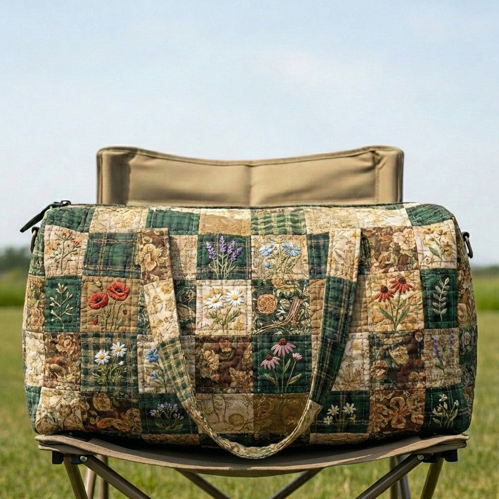 Wildflower Garden Quilted Duffle Bag Floral Travel Gear Best Gift For Flower Lovers