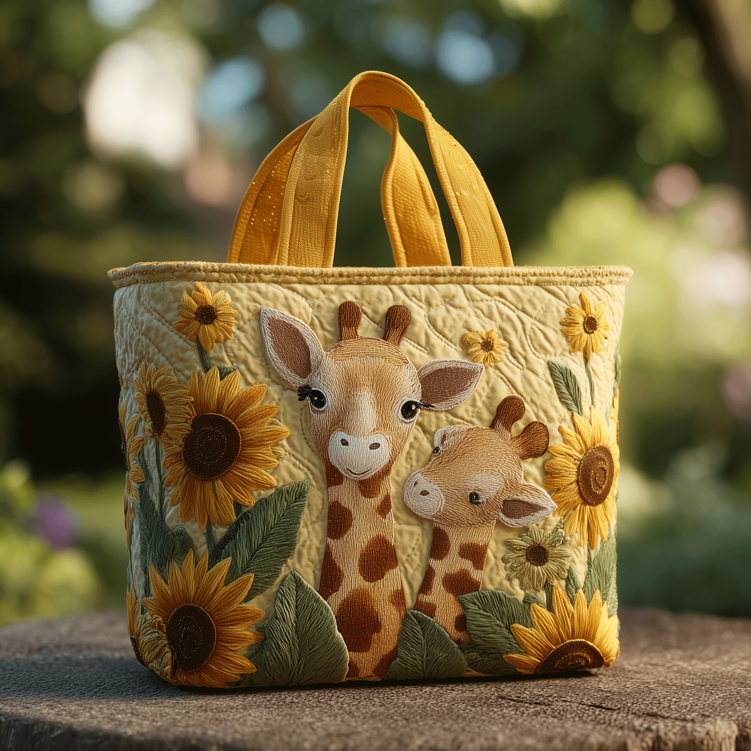 Wildflower Giraffe Quilted Tote Bag Cool Giraffe Gifts