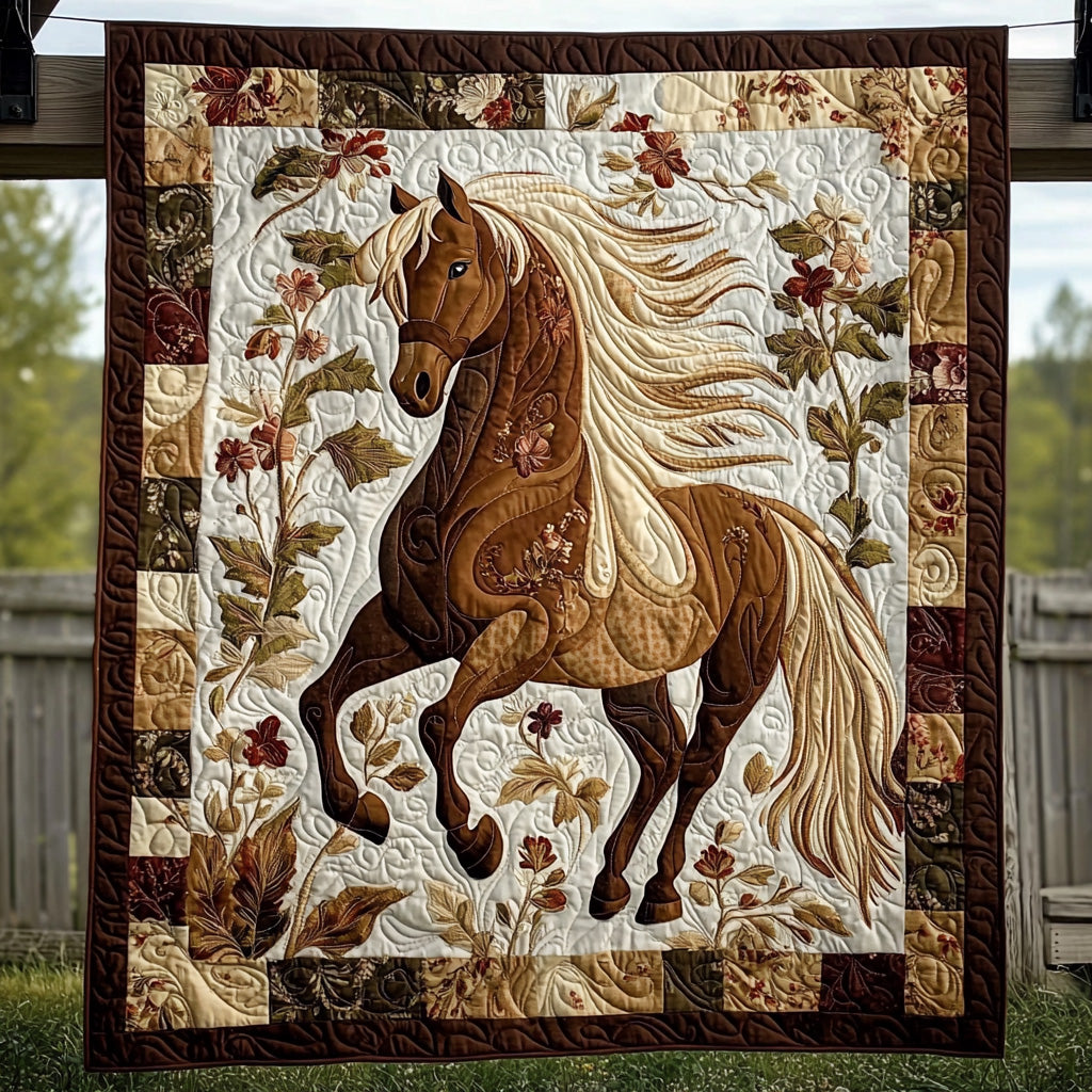 Wildflower Horse Quilted Blanket Nice Throw Blanket Useful Gifts For Horse Owners