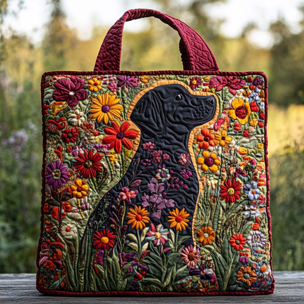 Wildflower Lab Quilted Tote Bag Funny Presents For Dog Owners