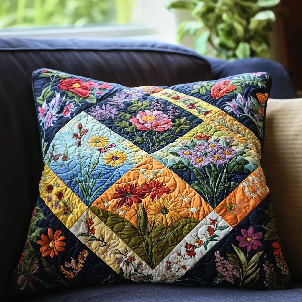 Wildflower Patch Quilted Pillow Case Holiday Pillow Case Gifts For Flower Enthusiasts
