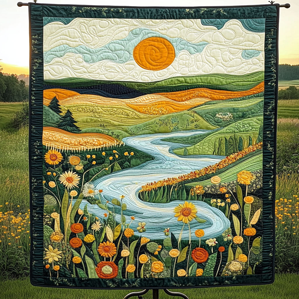 Wildflower Path Quilted Blanket Cute Throw Blanket Christmas Gifts For Nature Lovers