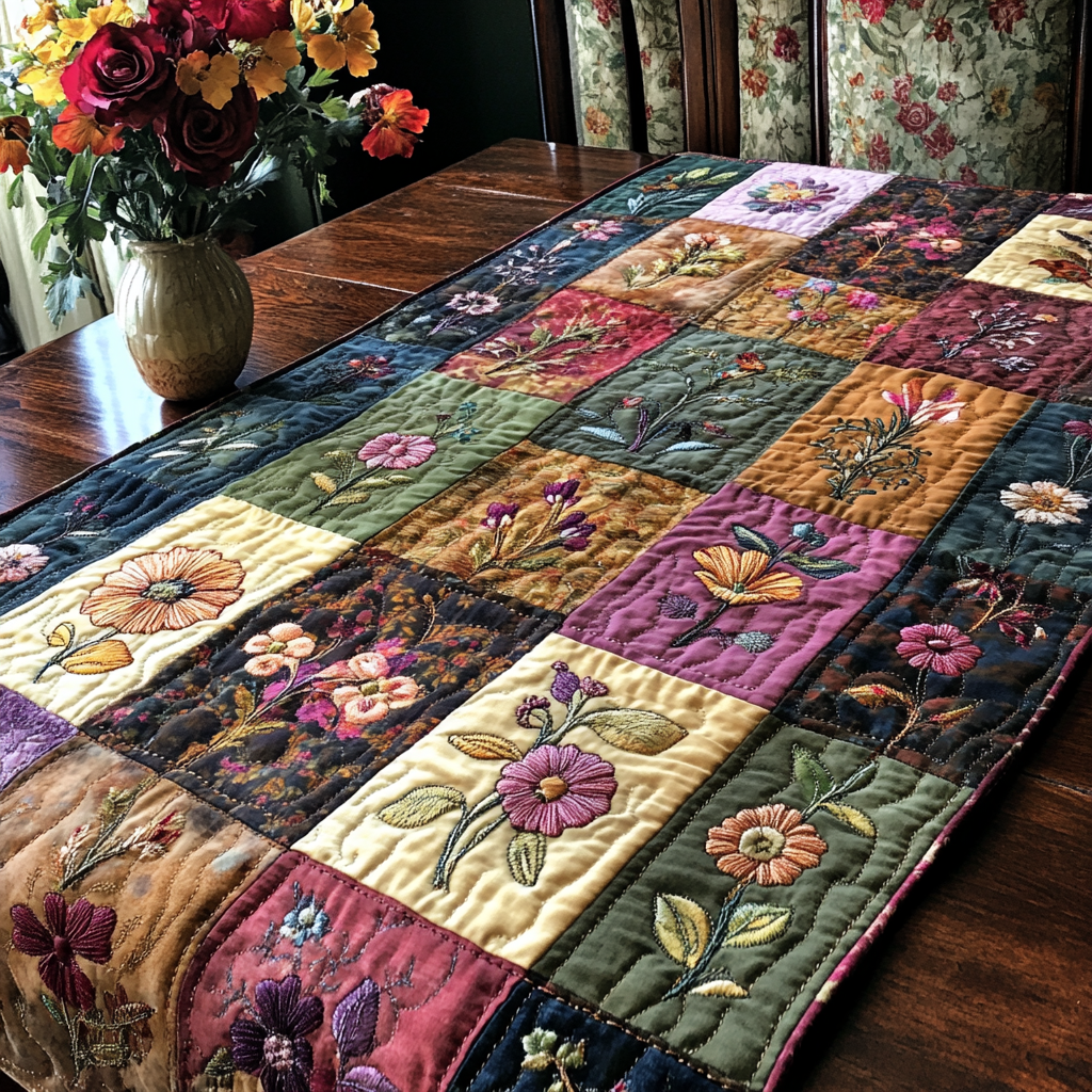 Wildflower Path Quilted Table Runner Flower Table Runner Great Family Gifts