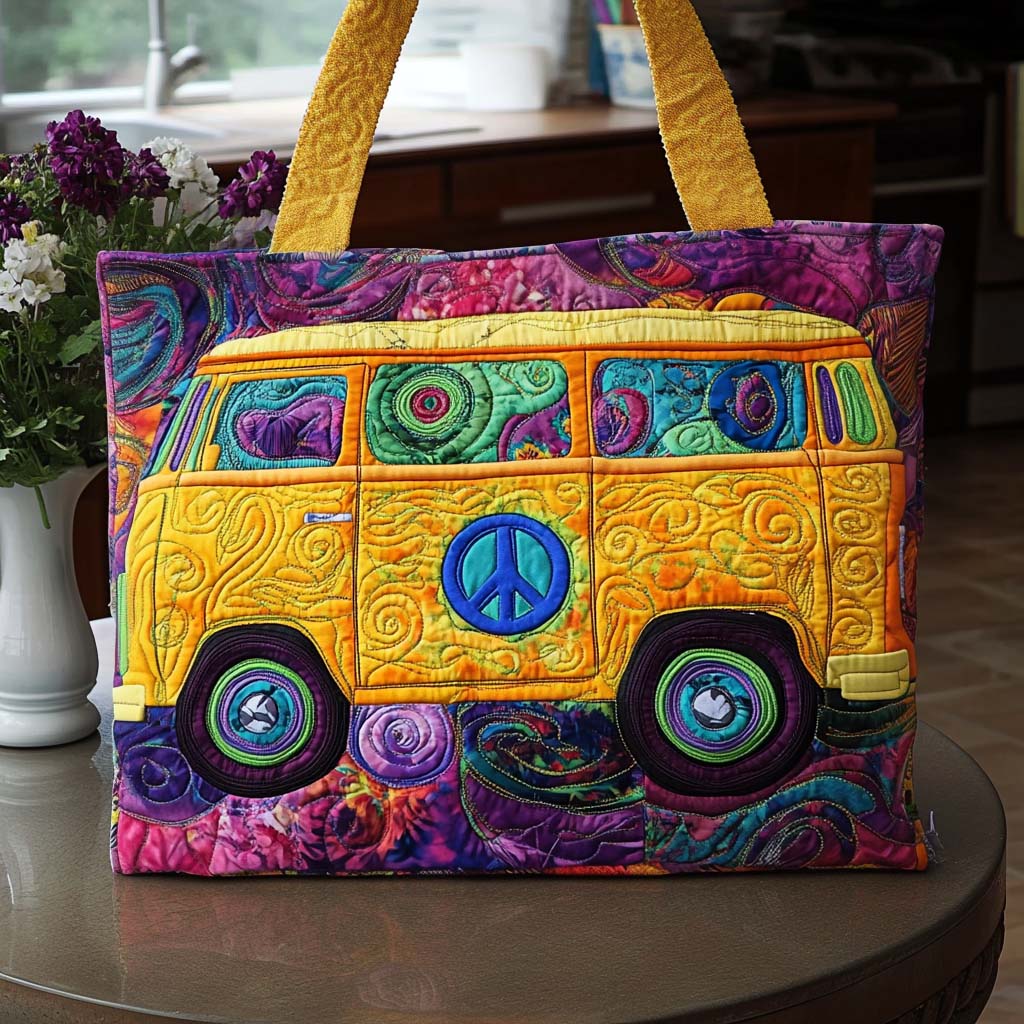 Wildflower Peace Quilted Tote Bag Wedding Gifts For Hippies